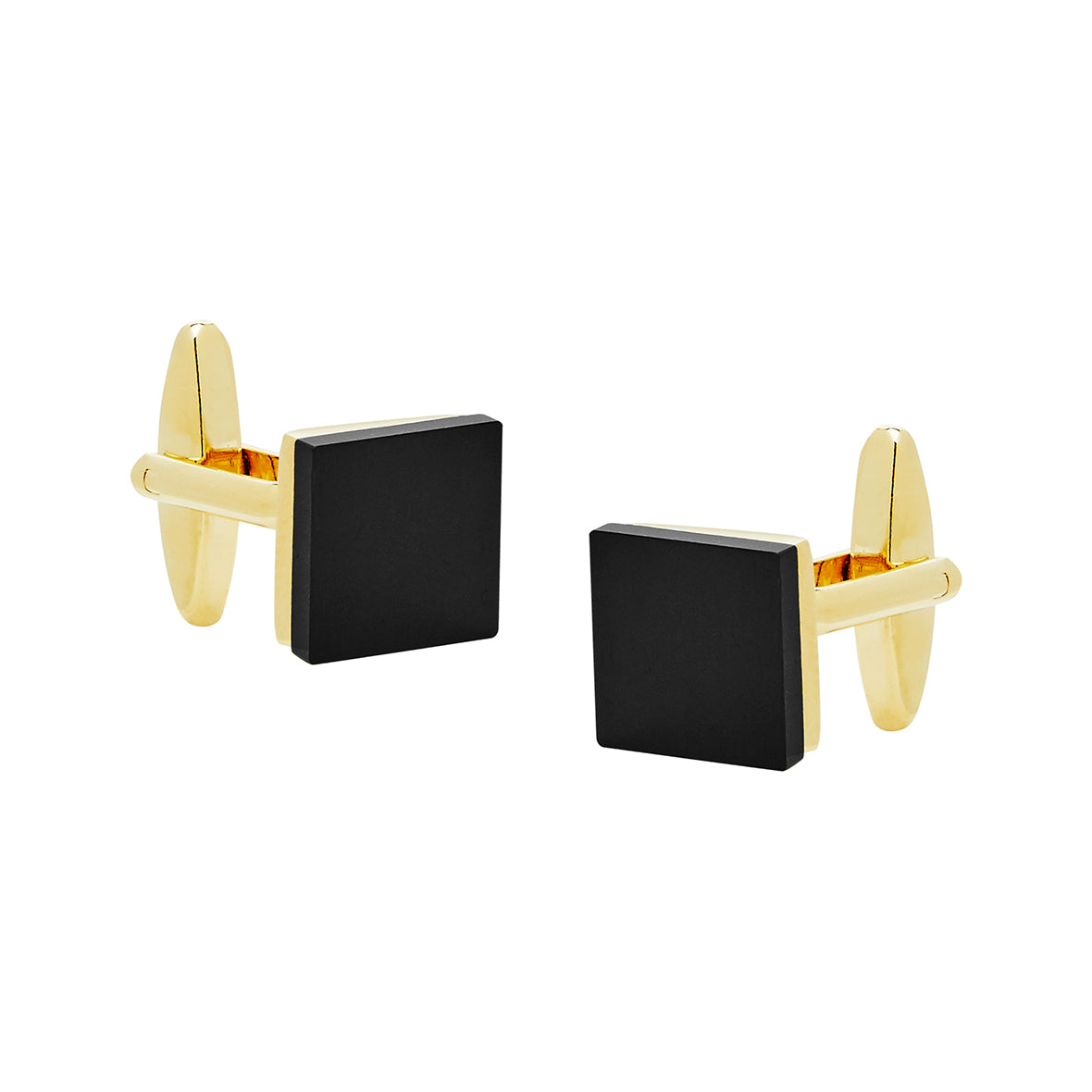 Gold Cufflinks with Black Glass Front