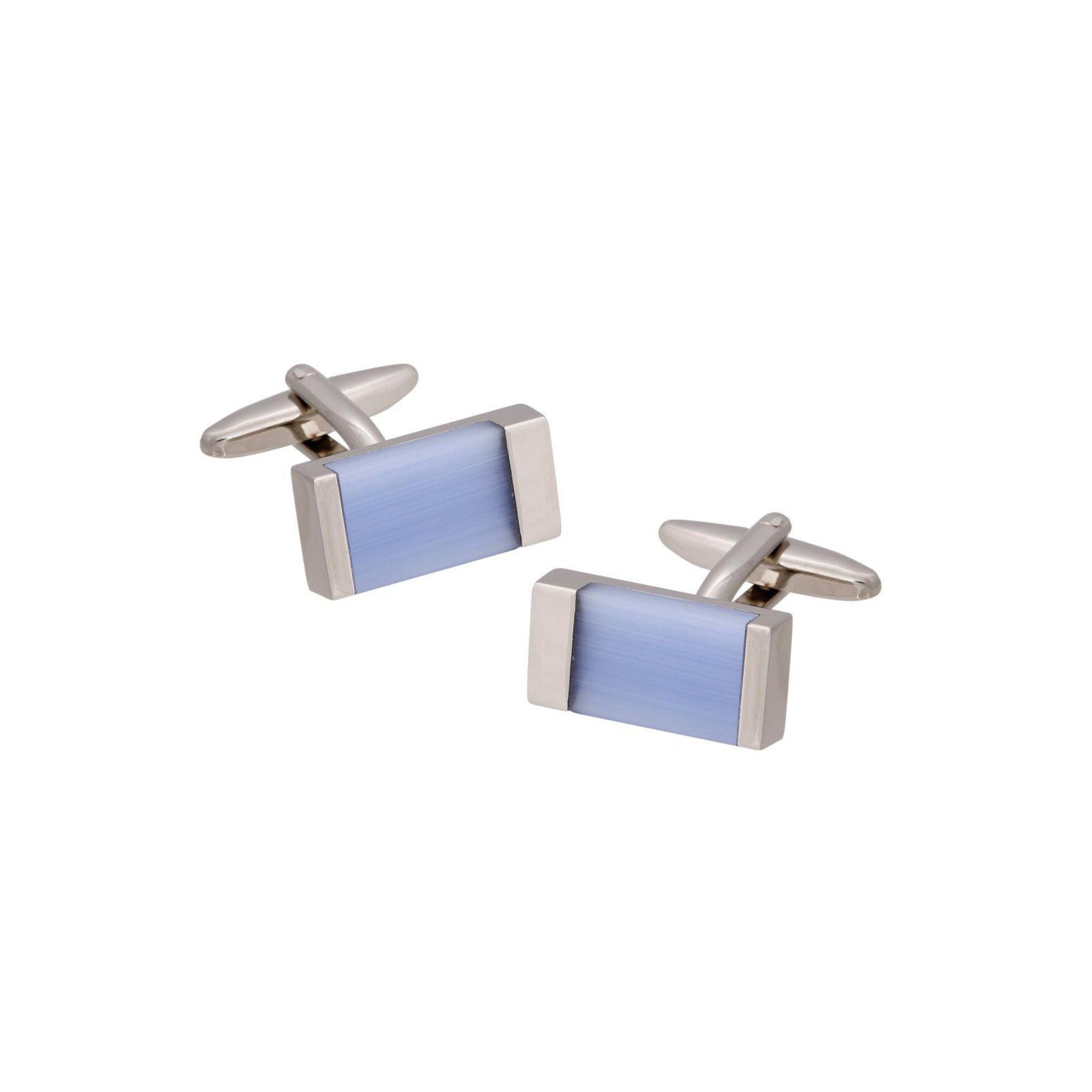 Rectangle Cufflinks with Blue Cats Eye Inlay